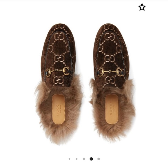 gucci velvet fur slippers